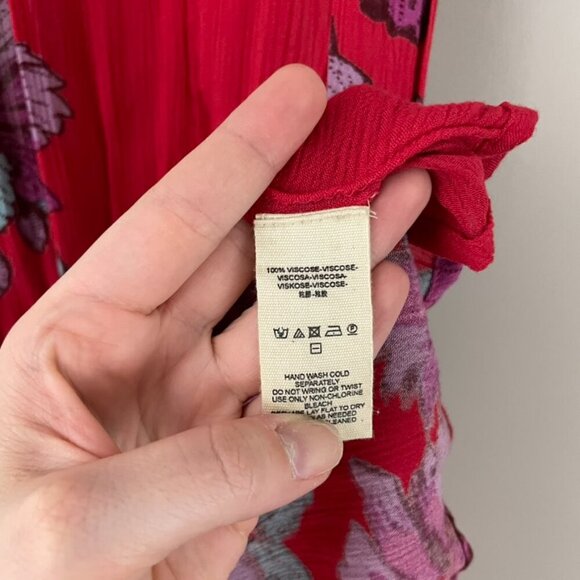 Free People Paint The Sun Red Floral Mini Slip Dress Size Small - Picture 4 of 6